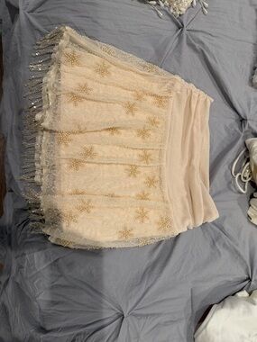 NWT**** Embellished Cream Tulle Mini Skirt